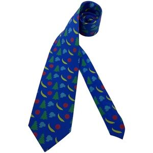 FABRIC FRONTLINE Blue Tree Fruit Silk LUXURY Tie HANDMADE SWITZERLAND